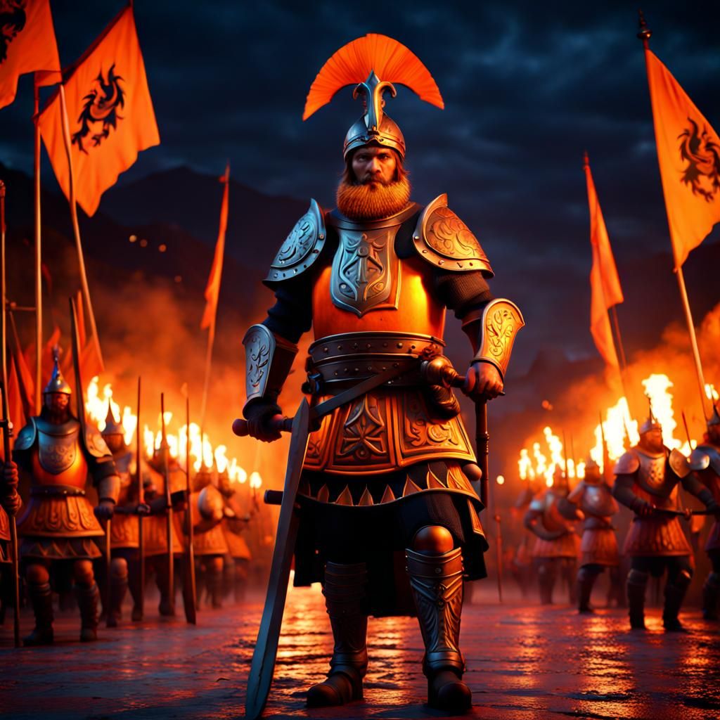 Up Helly Aa Festival in 16th Century, Vivid Orange
