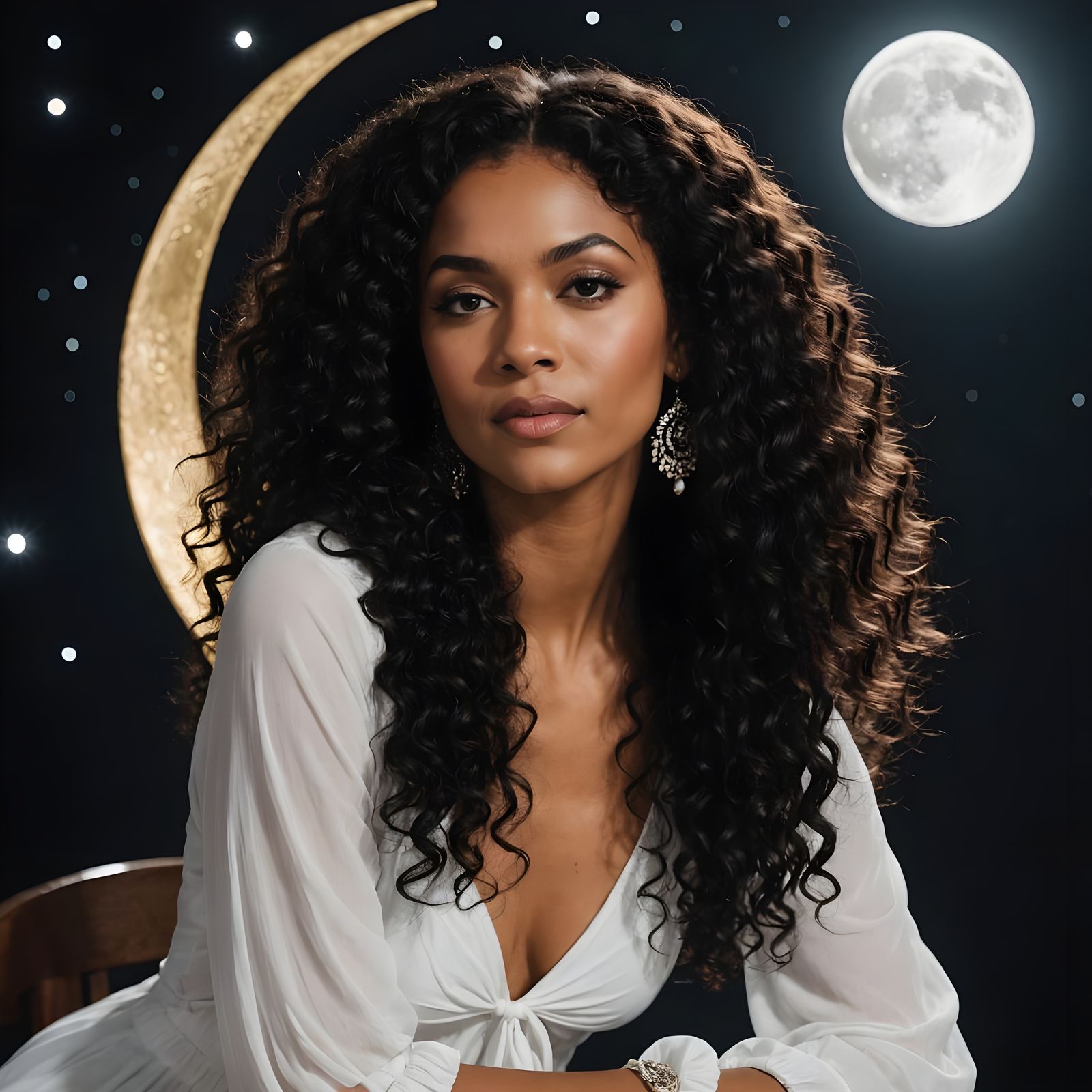 Veloura Poses on Stage in White Swimsuit