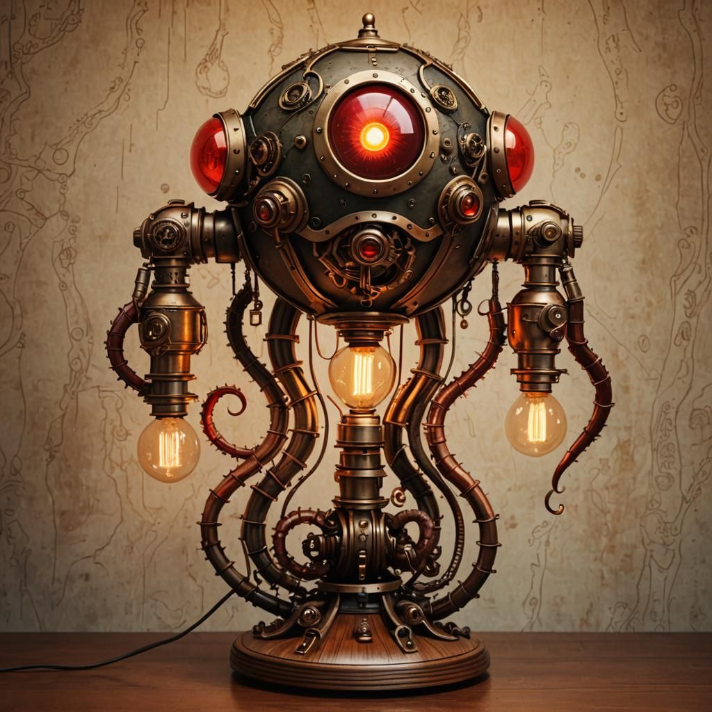 Steampunk-Lampe: Ein Meisterwerk aus Zahnrädern und Licht”