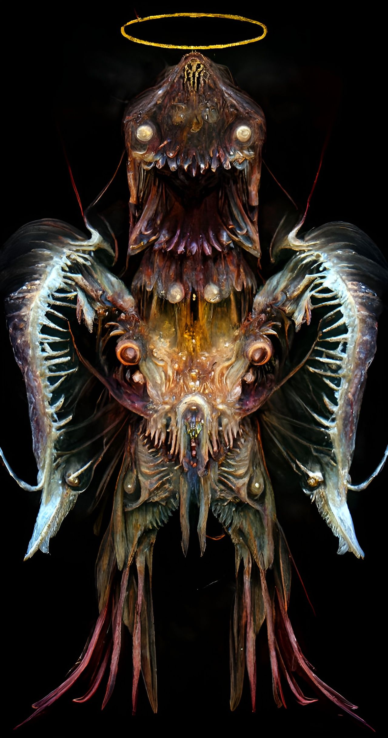 Disturbing Winged Eldritch Creature in Dark Fantasy Style