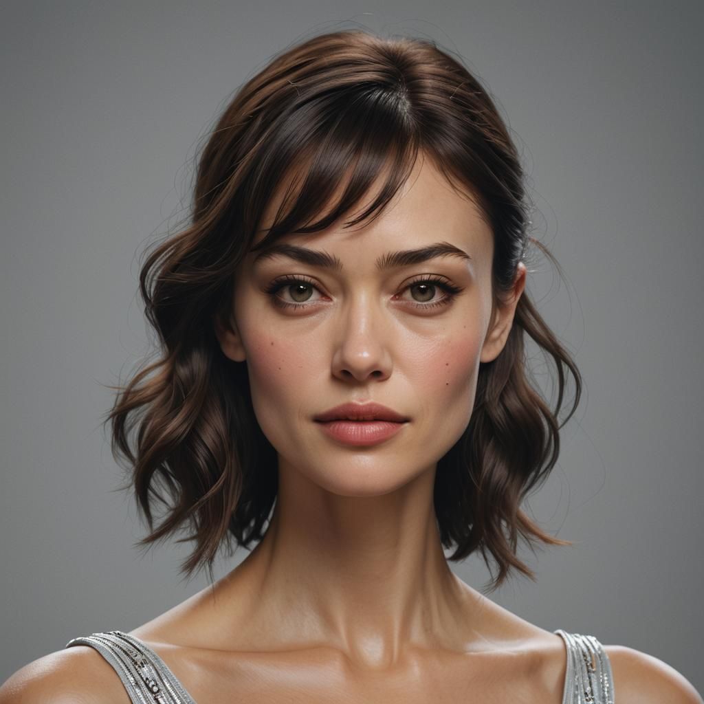 Olga Kurylenko Bald Portrait in 3D Digital Art