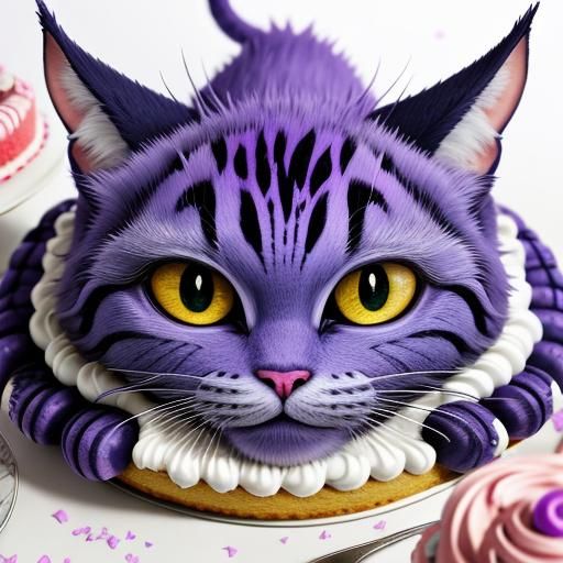 Cheshire Cat Cake Attack in Anime Style