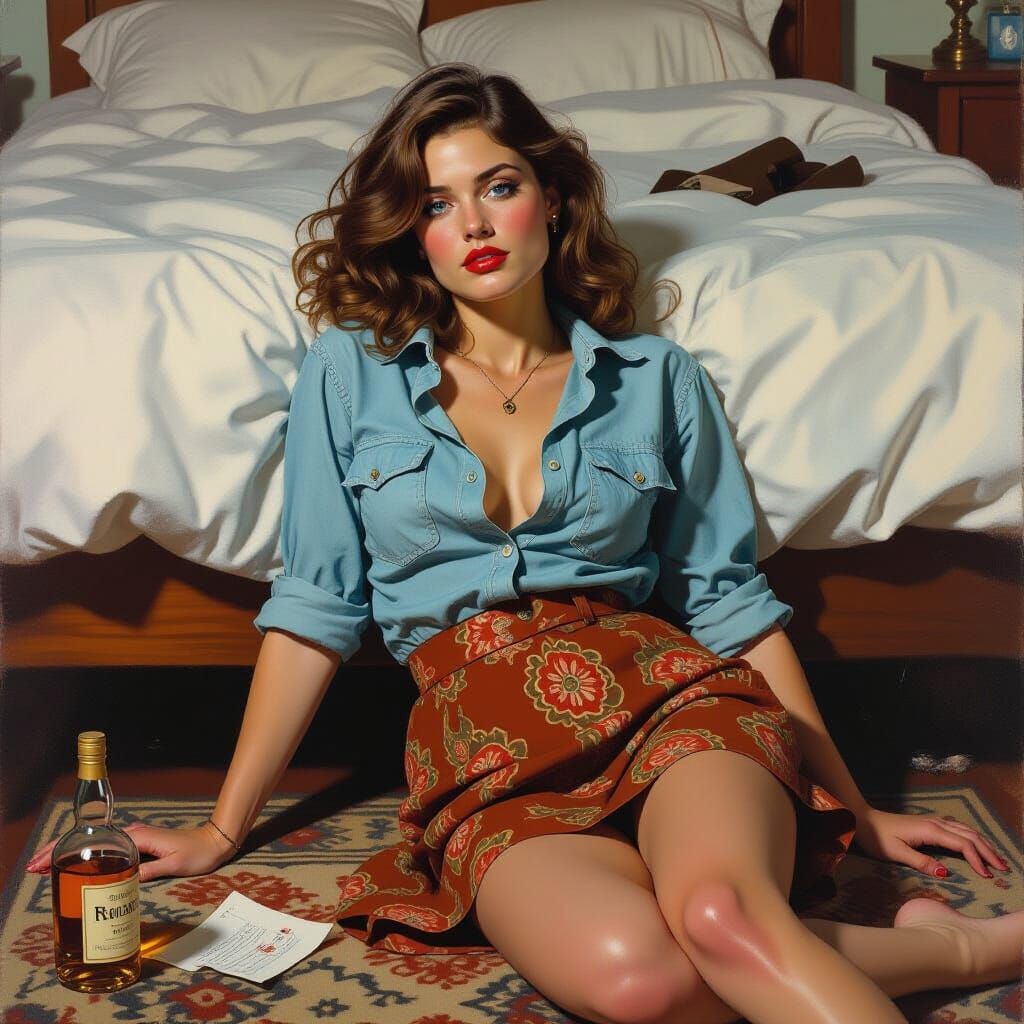 Disheveled Woman in Morning-After Chaos