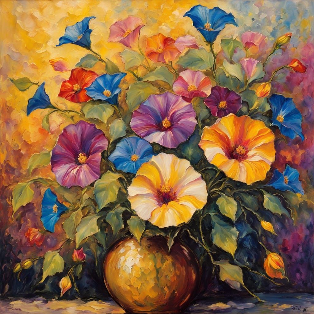 Morning glory in a small vase