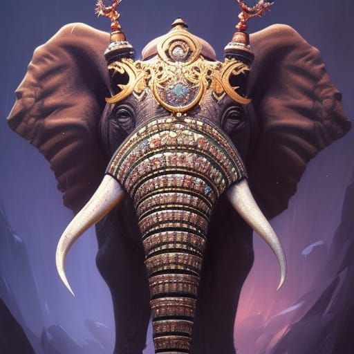 Eldritch Royal Elephant Portrait in Detailed Fantasy Style
