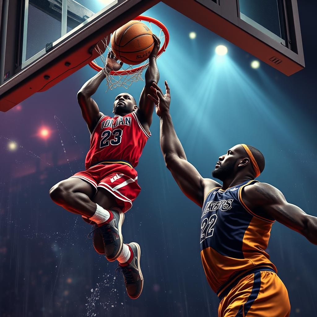 Michael Jordan Dunks on Lebron James: Fantasy Art