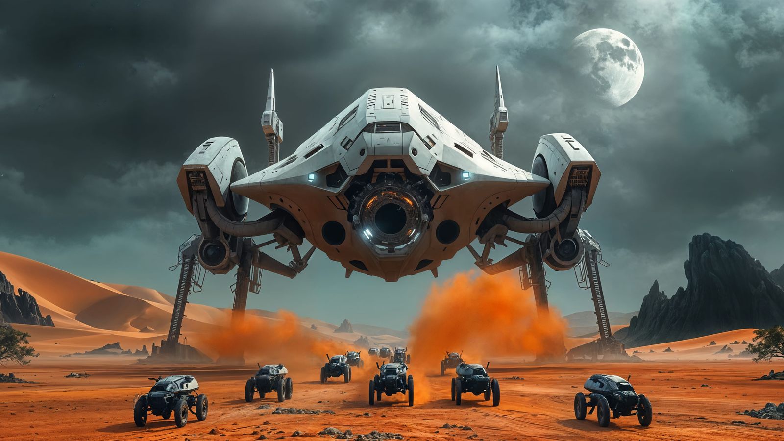 Cyberpunk Space Transport on Alien World