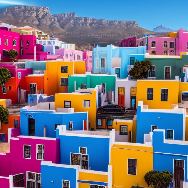 Colorful Bo Kaap, South Africa: Detailed Matte Painting