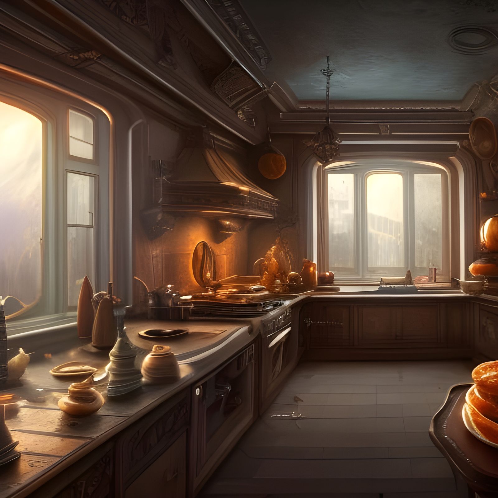 Apple Kitchen Surface in Detailed Matte Painting