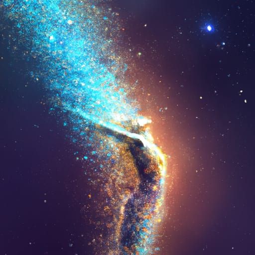 Celestial Man Reaching for Woman in Space