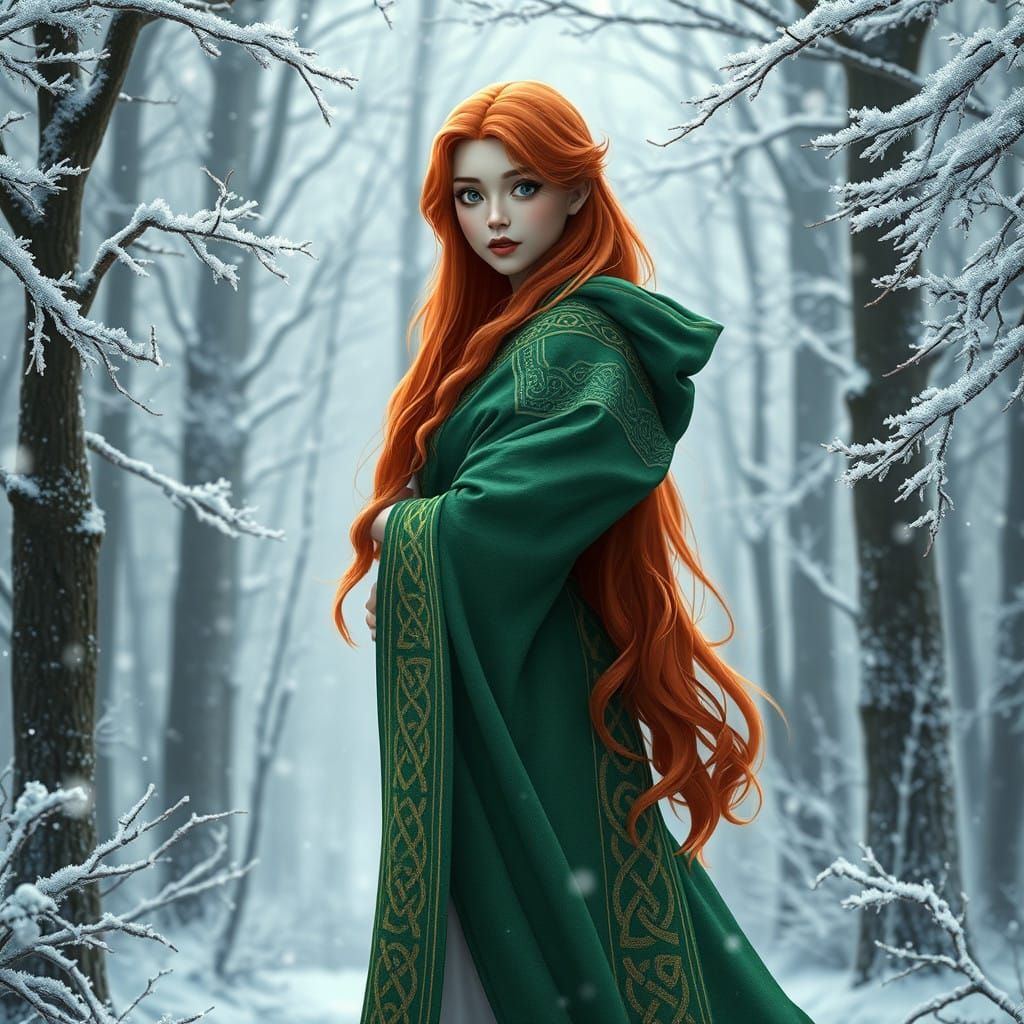 Emerald Goddess Amidst Winter Serenity