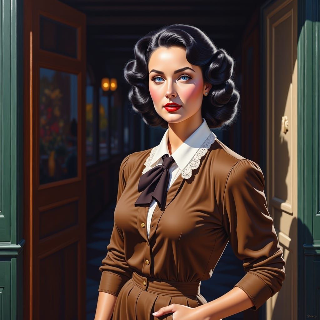 Elegant Woman in Doorway: Impressionistic Paperback Art