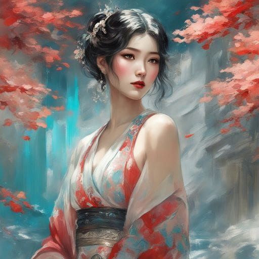 Monochrome Portrait of Japanese Girl in 1920s Style