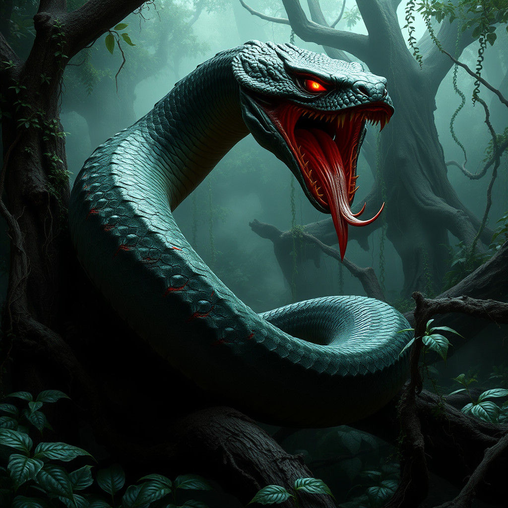 Menacing Serpent in Jungle Concept Art