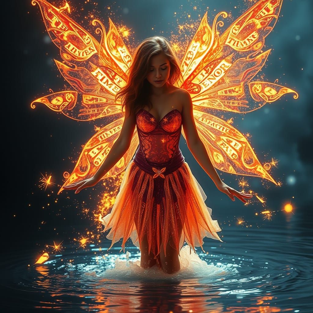 Fiery Fairy in Grotto of Glowing Letters
