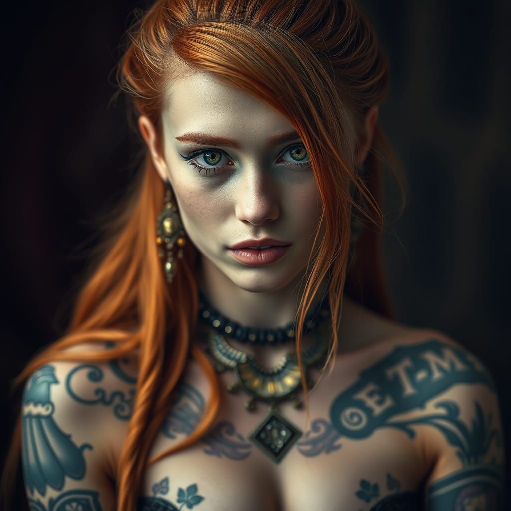 Fantasy Princess Fighter with Tattoos in HDR