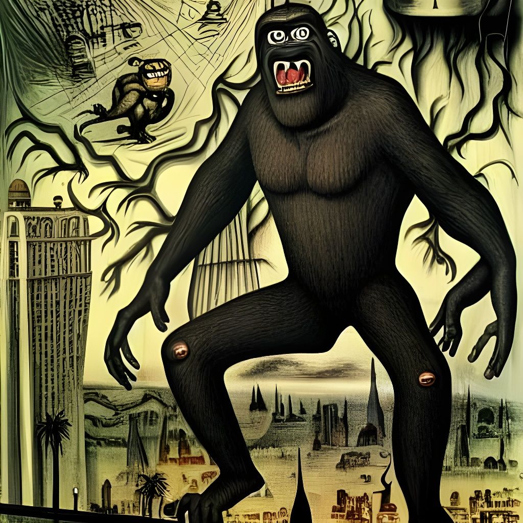 Mr. Bean and King Kong Hybrid Art