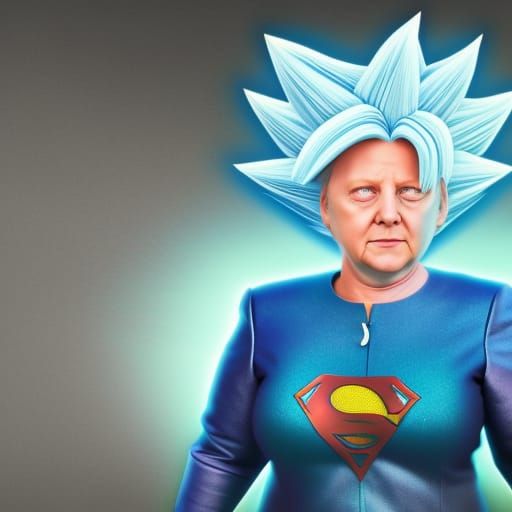 Angela Merkel as Super Saiyan God Blue
