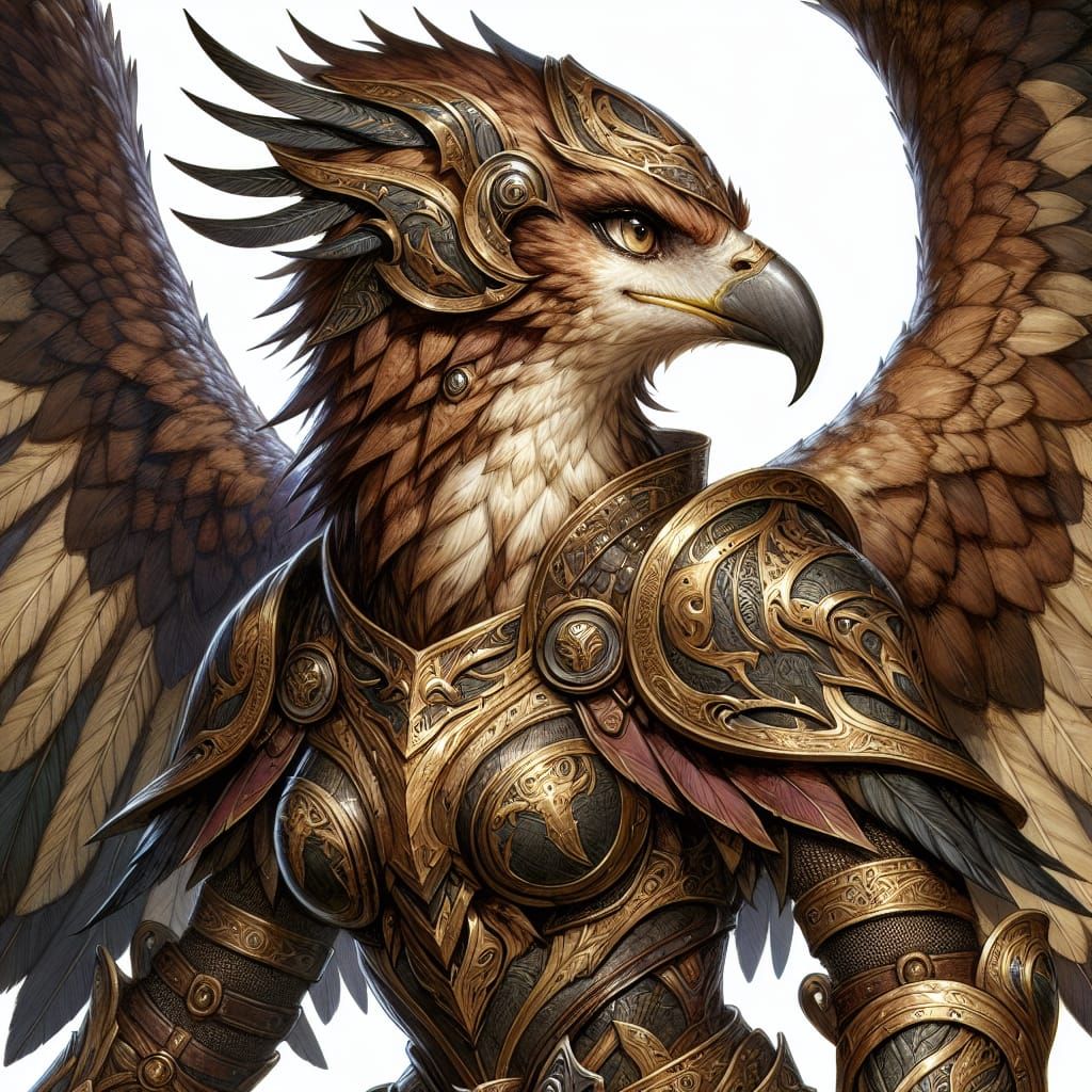 aarakocra female eagle in battle armor