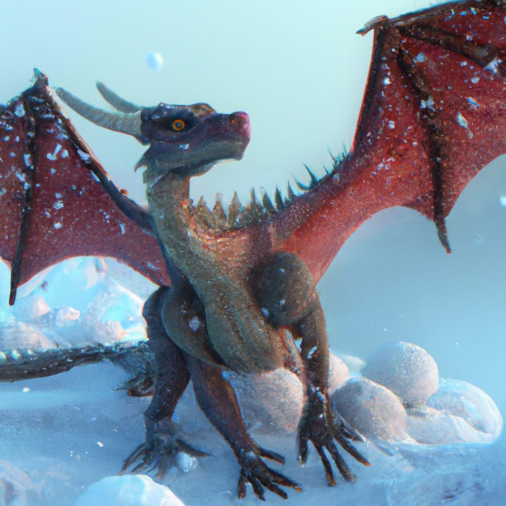 Detailed Christmas Dragon in North Pole Painting