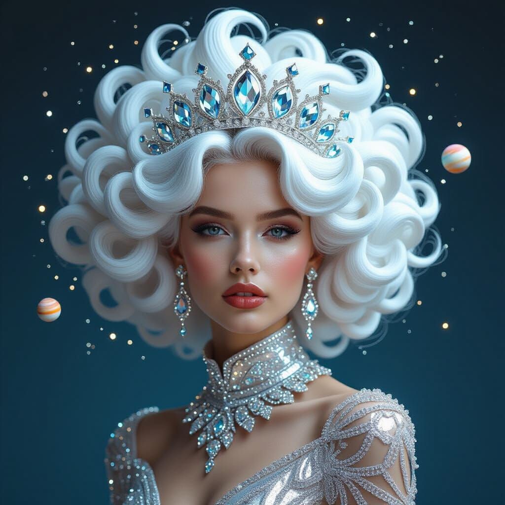 Celestial Crown: Cosmic Fashion Portrait