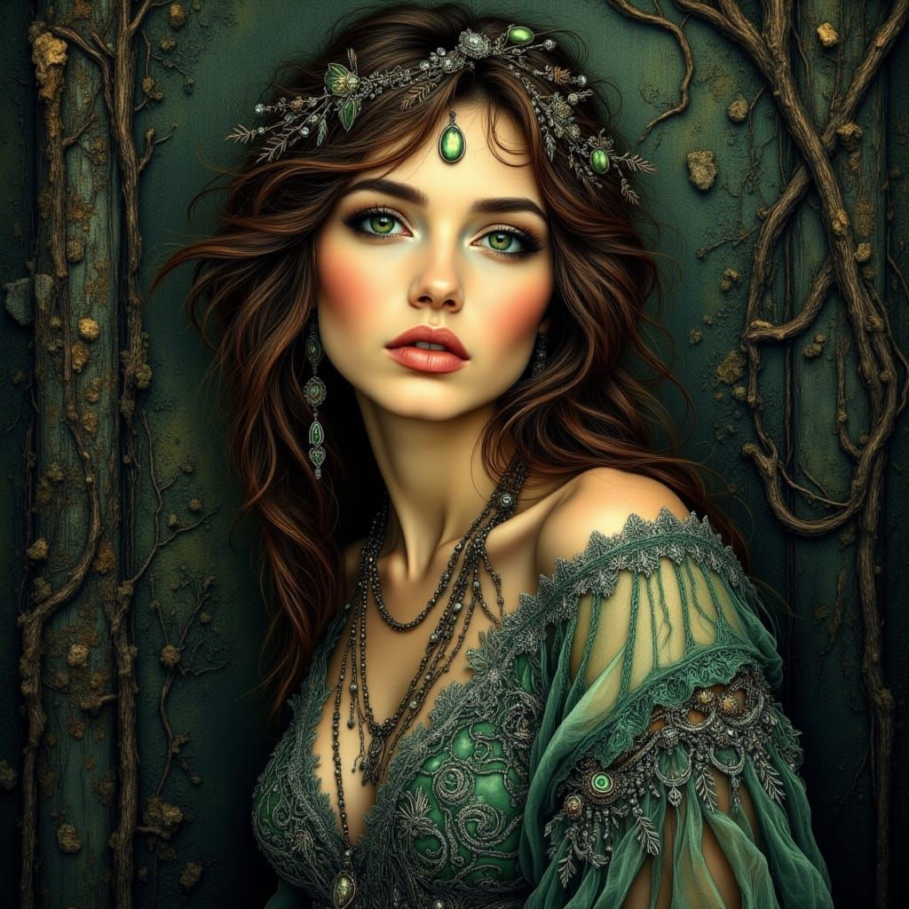 Gentle German Woman in Art Nouveau Elegance