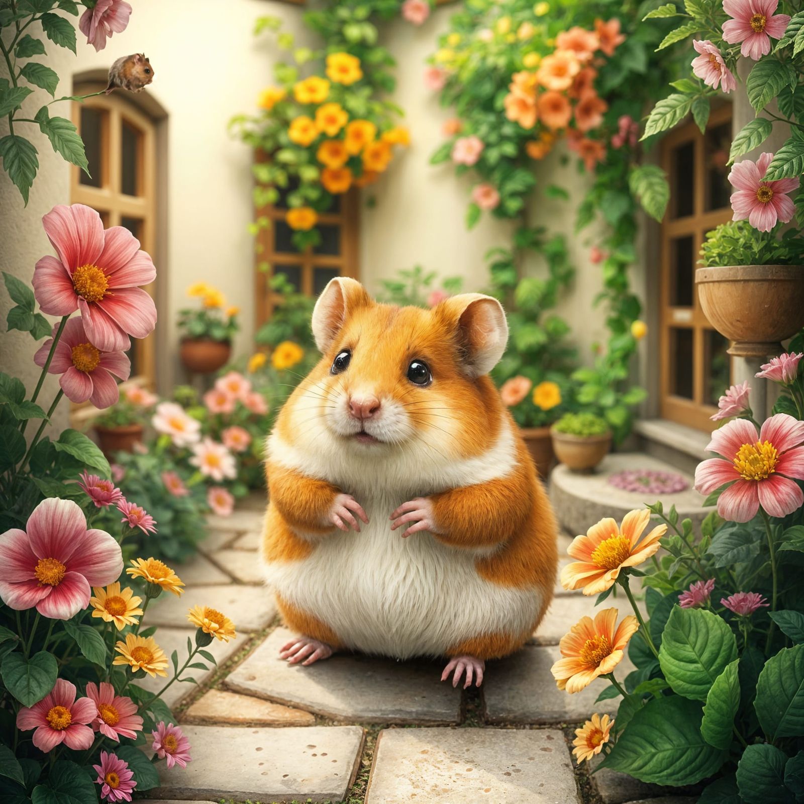 Cute Hamster Courtyard: A Whimsical AI Image