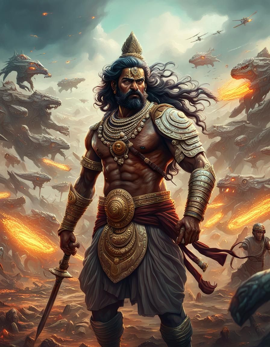 Bheema in War Field: Detailed Matte Painting