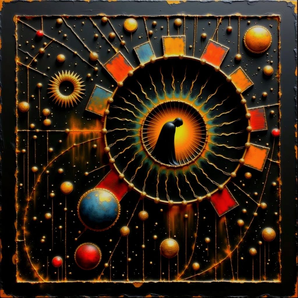 Abstract Mathematical Curves in Dark Oil Paint