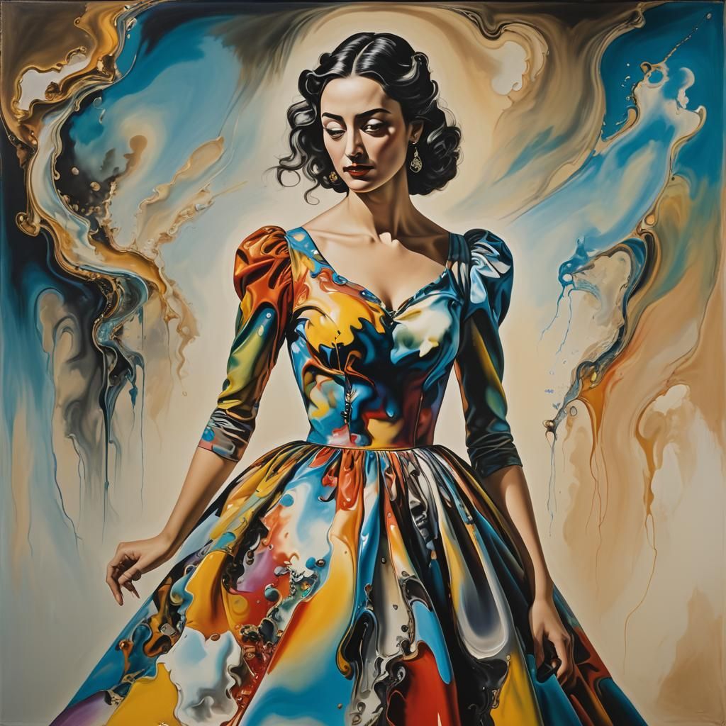 Surreal Melting Dress Portrait in Salvador Dali Style