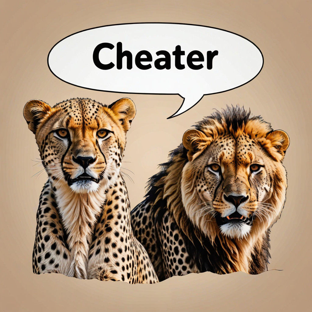 A Dramatic Scene of a Cheetah and Lion Confrontation