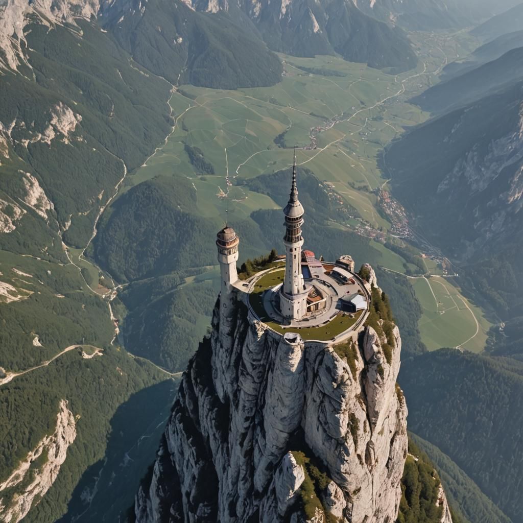 Aljaž tower on TRIGLAV mountain. (Behind the tower is an ali...
