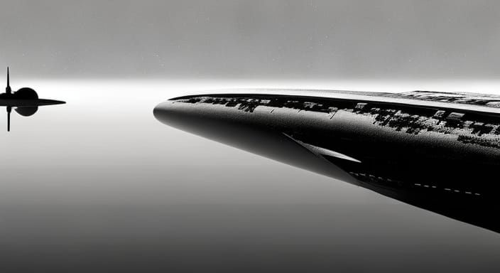Monochrome Submarine on Mars in Black and White