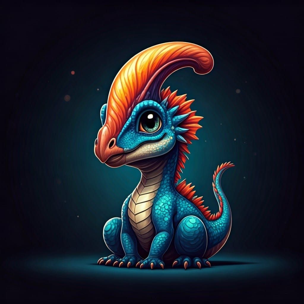 Cute Chibi Dragon with Cranial Crest