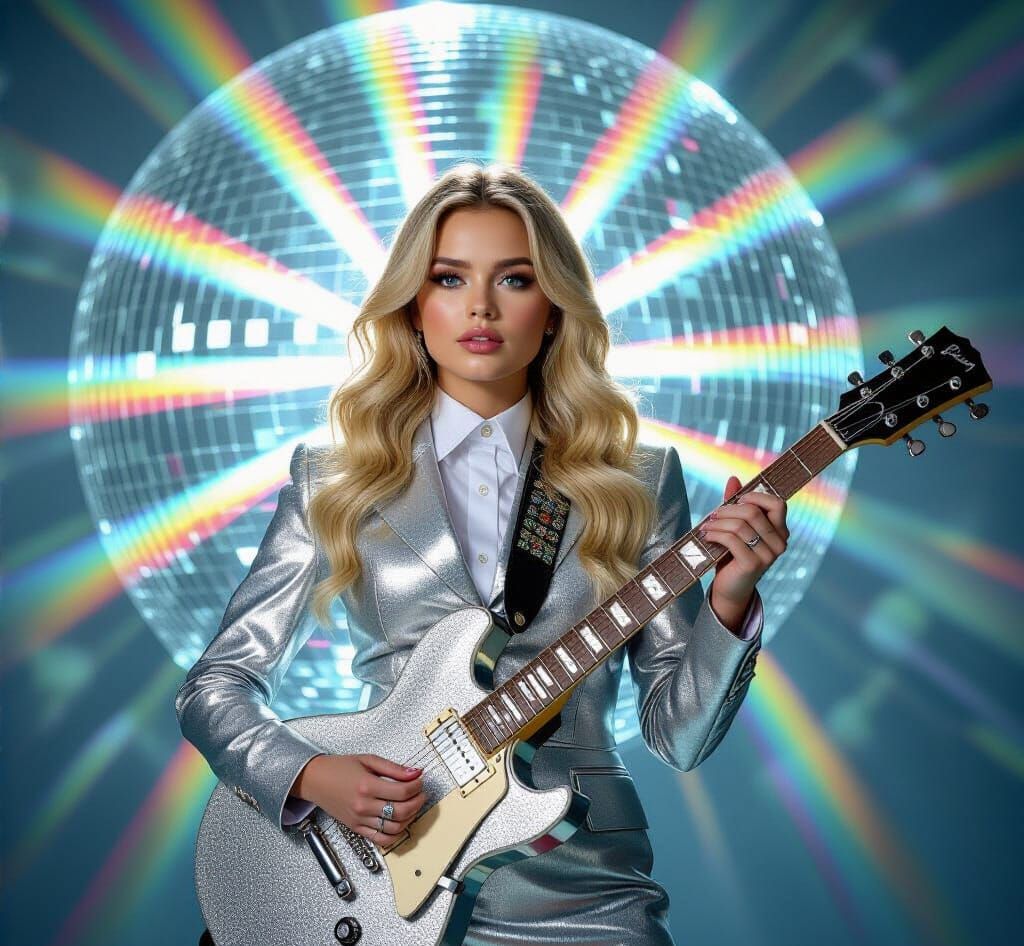 Rainbow Light on Sabrina Carpenter with Guitar
