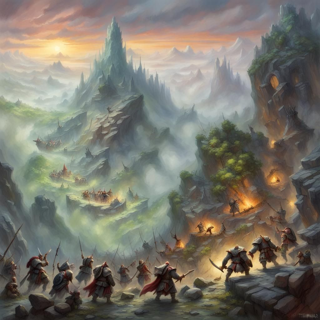 Dwarf Slayer and Orc Duel in Warhammer Fantasy