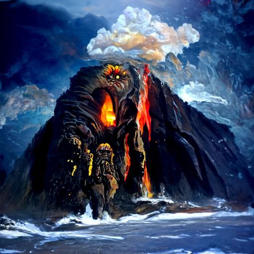 Volcanic Balrog Rises: An Oil Painting