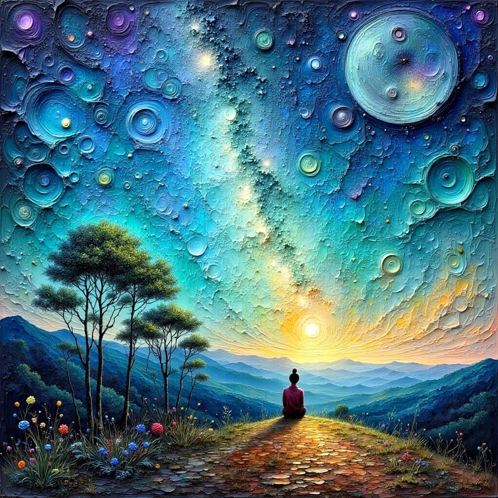 A Lonely Figure Basks in Cosmic Beauty