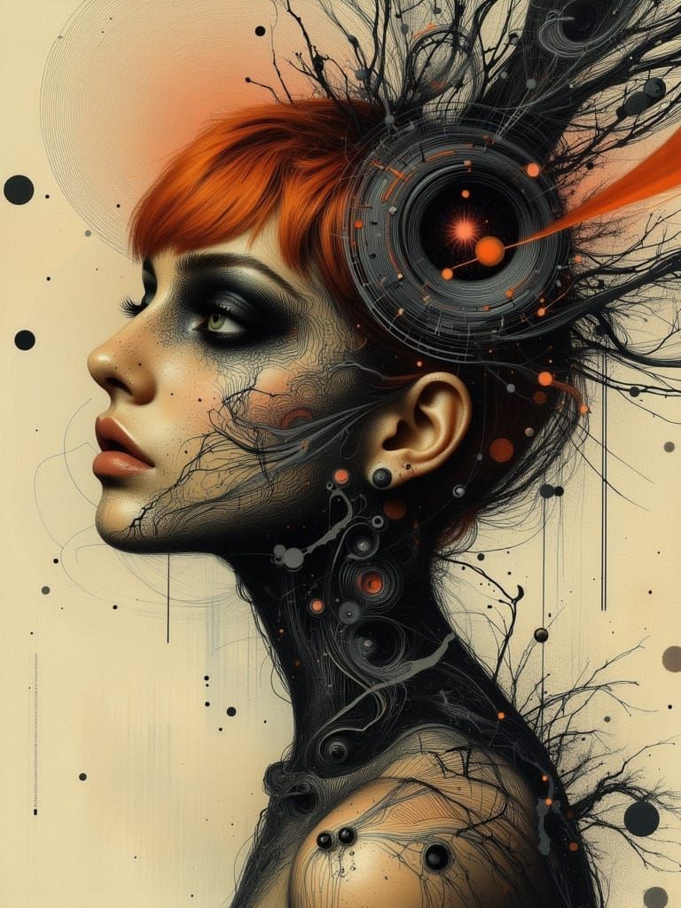 Surreal Gothic Portrait of Sad Woman