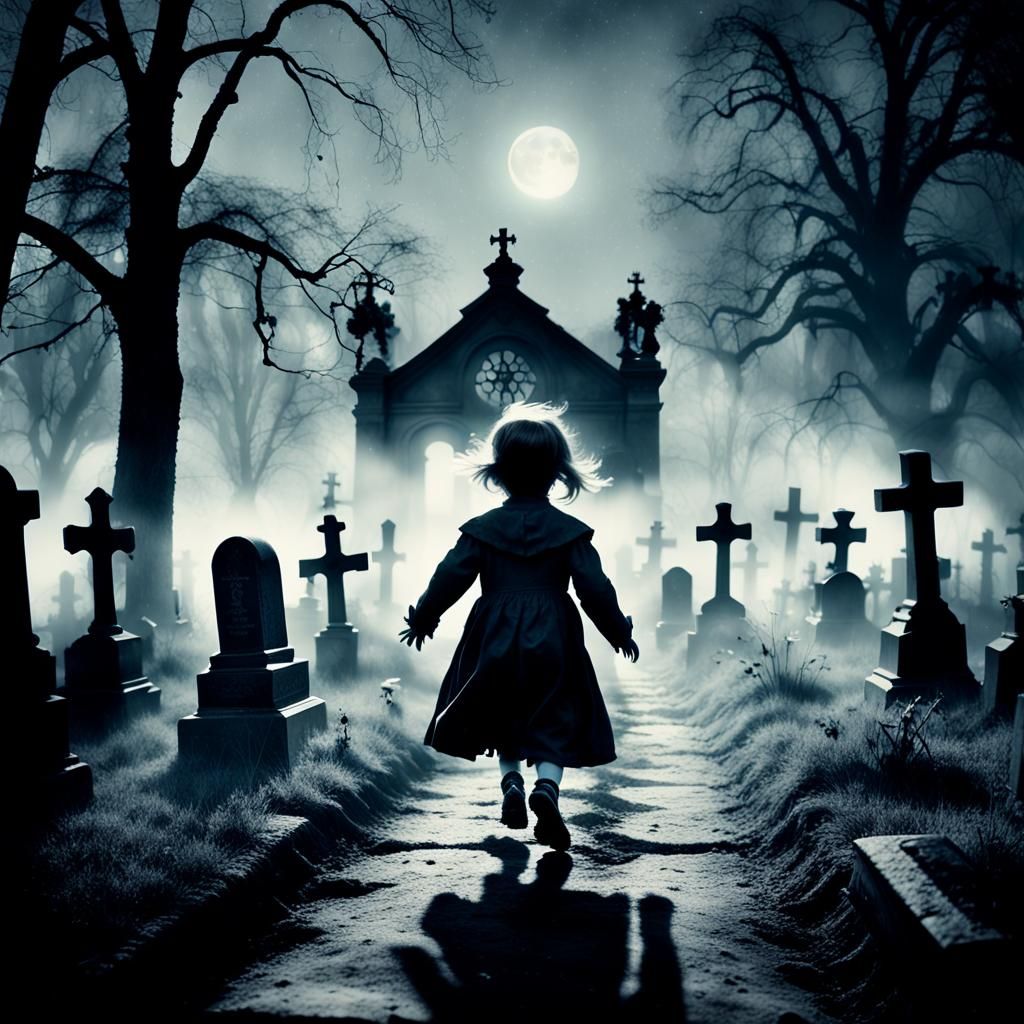 Ghostly Child Runs Through Cemetery in Ambrotype Photo