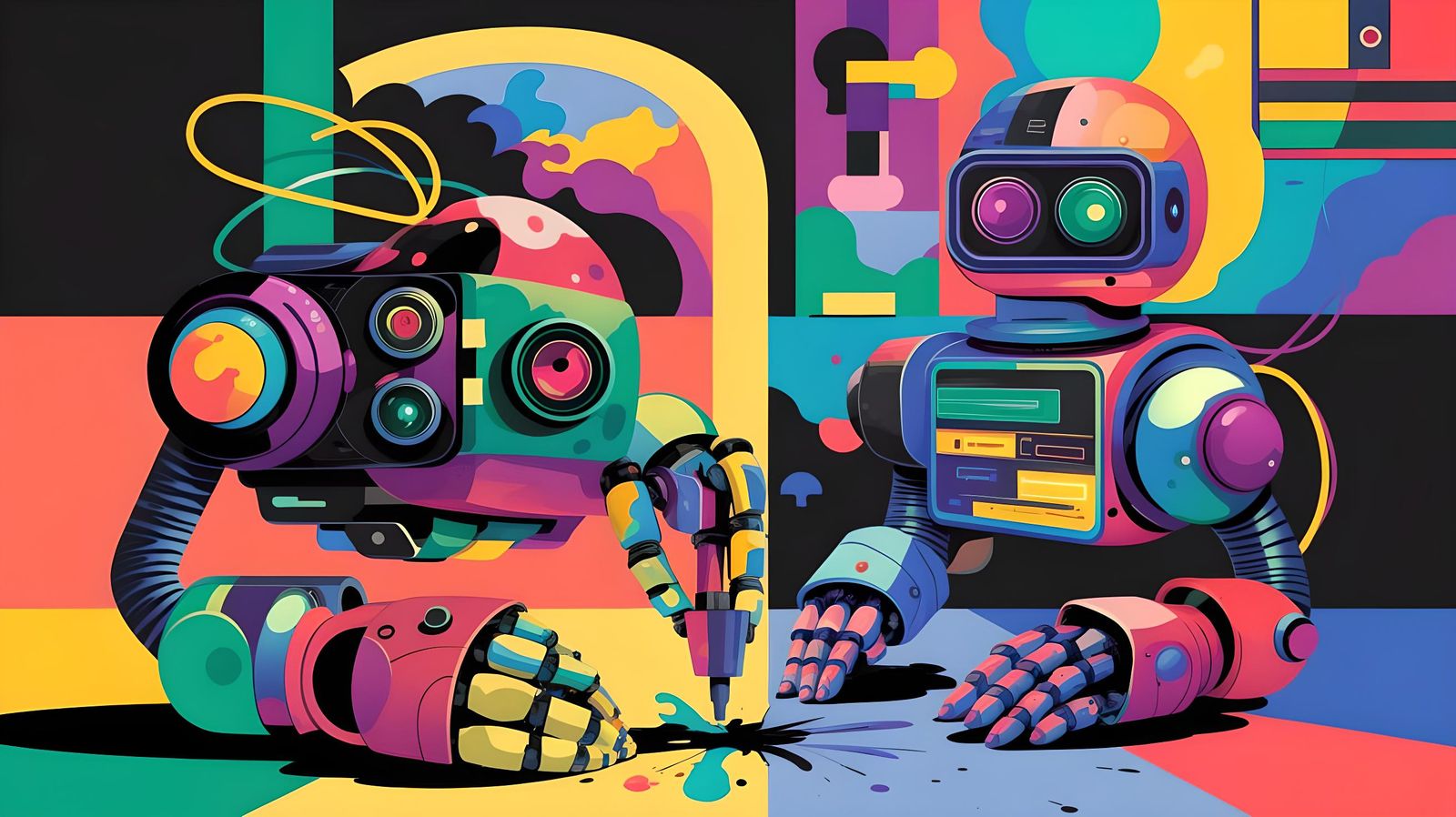 Hyperrealistic Sci-Fi Art Factory with Robots