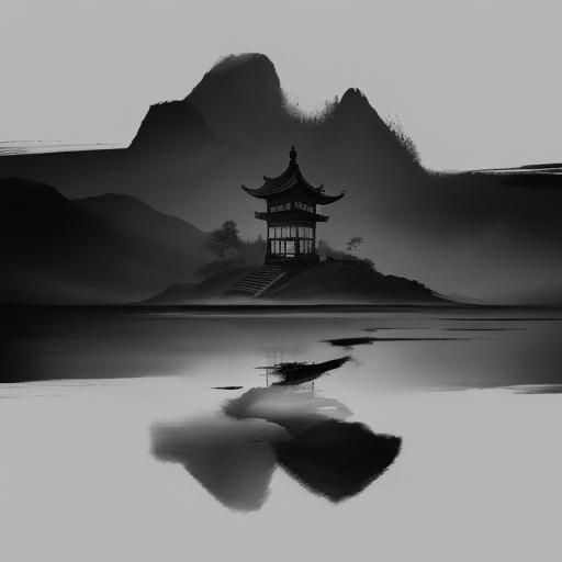 Antique Chinese Ink Wash Shower Painting