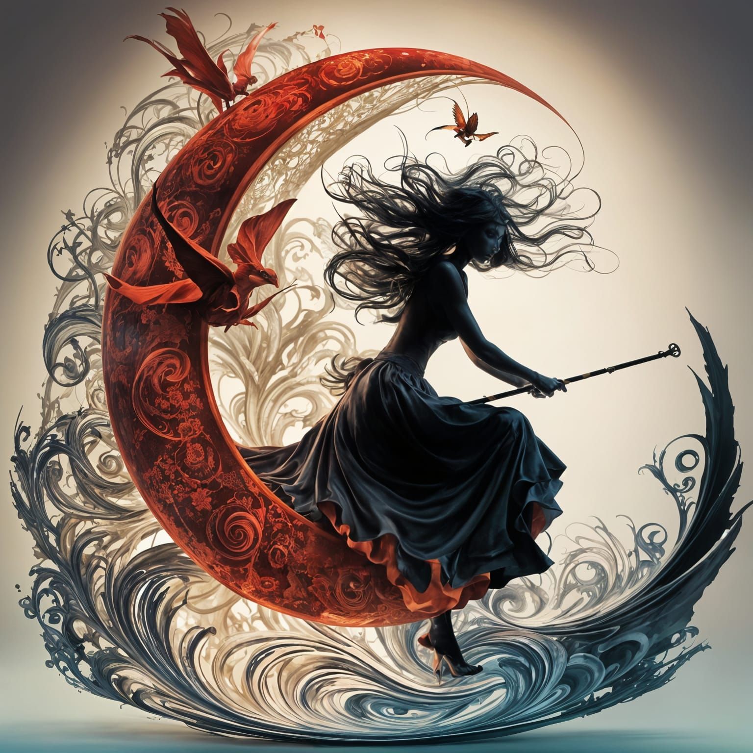 Clockwork Shark in Space: Steampunk Ink Painting