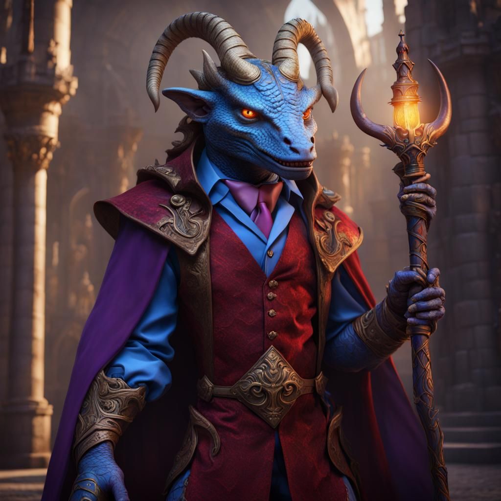 Lizardman King with Magic Staff in Castle