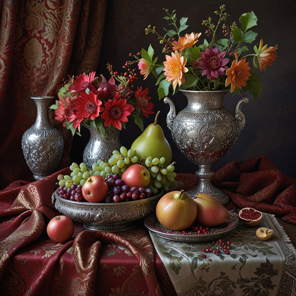 Winter's Bounty in Ornate Brocade