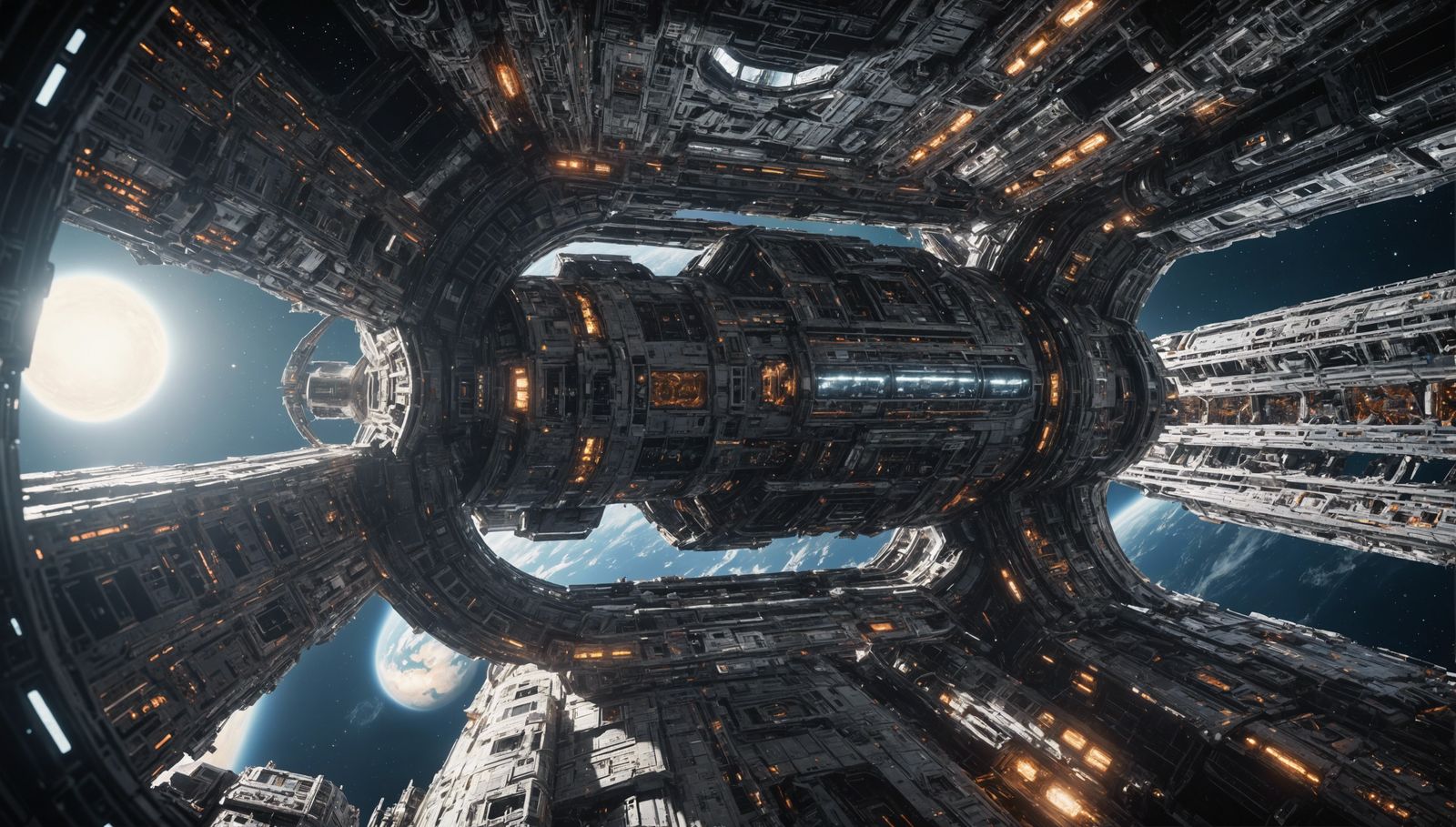 Hyperrealistic Giant Spaceship in Orbit: Cinematic HDR