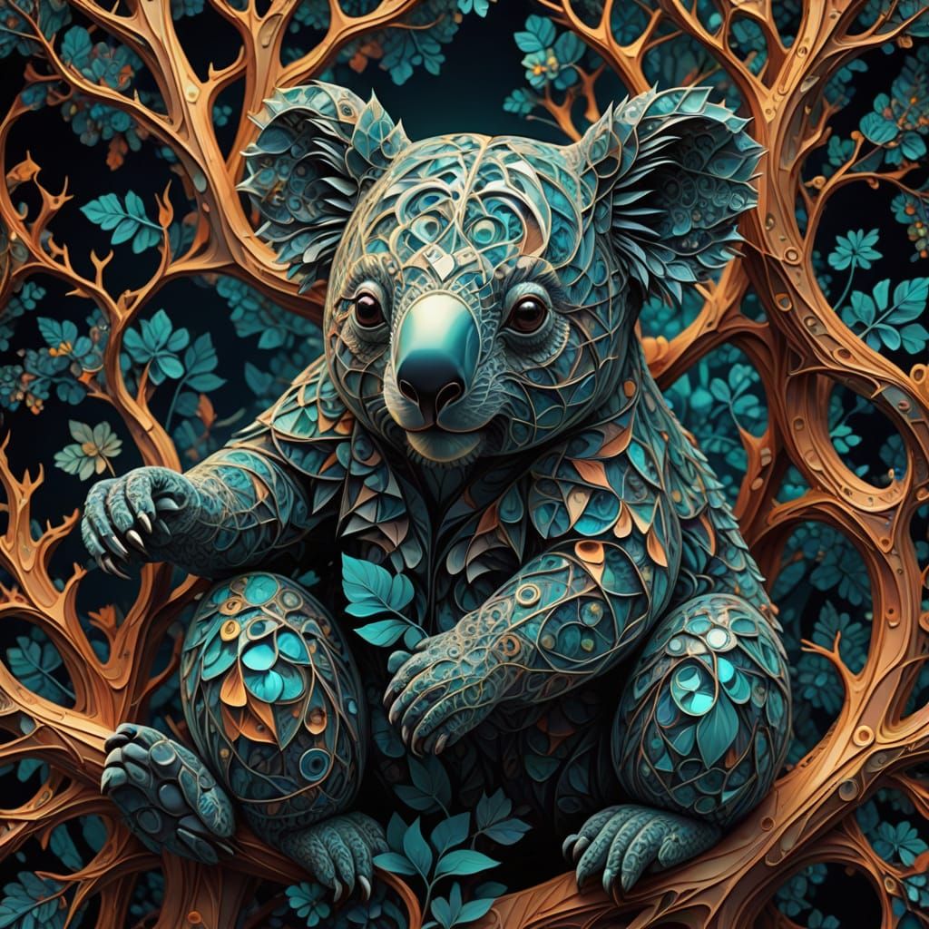 Surreal Koalas in a Dreamlike Forest