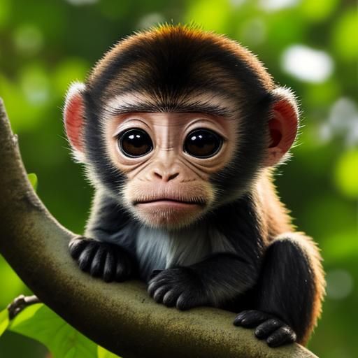 Tiny Monkey Cub's Gaze