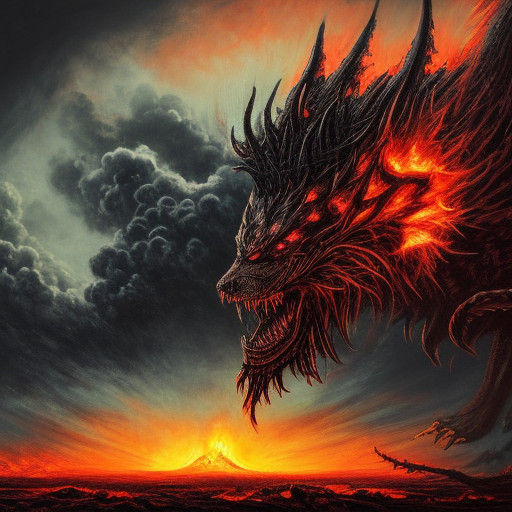 Graffiti Dark Fantasy Multi-Headed Beast