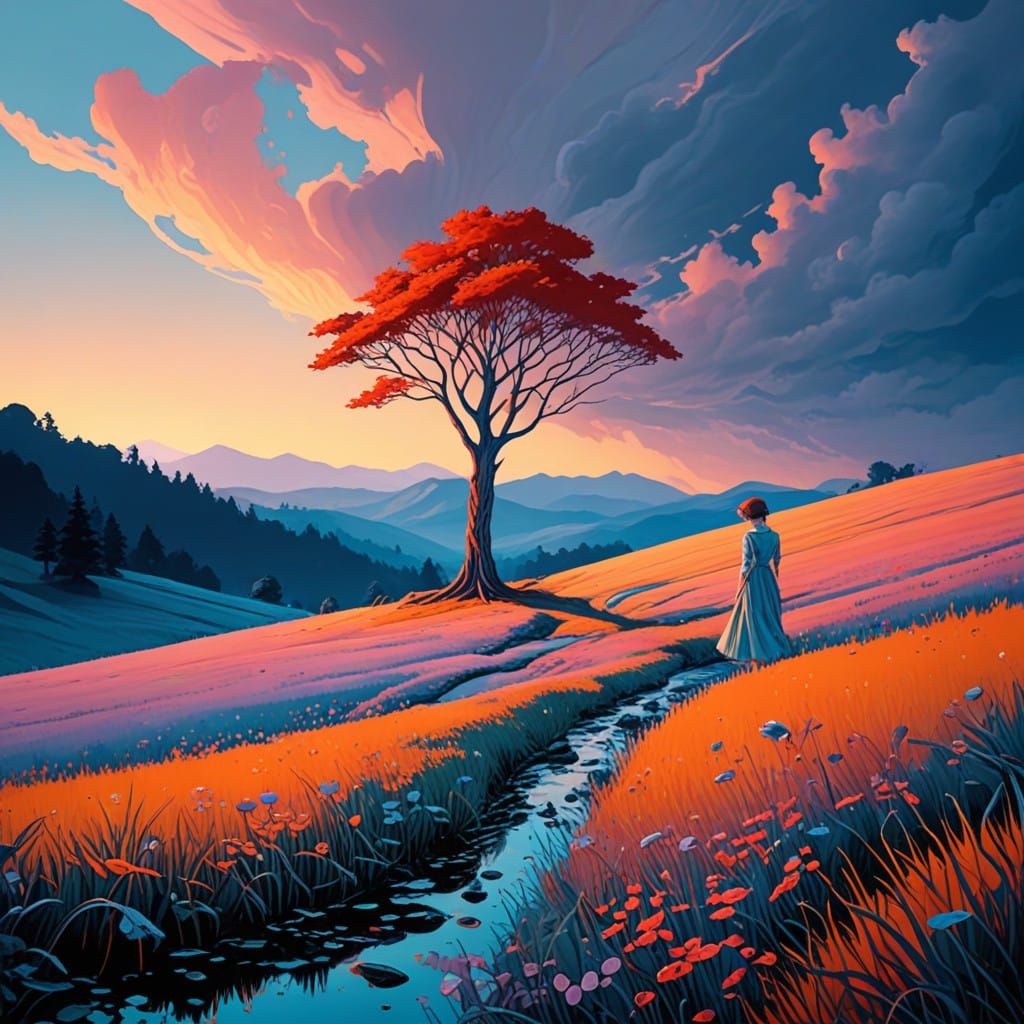 Whimsical Dreamscape in Soft Watercolor Style